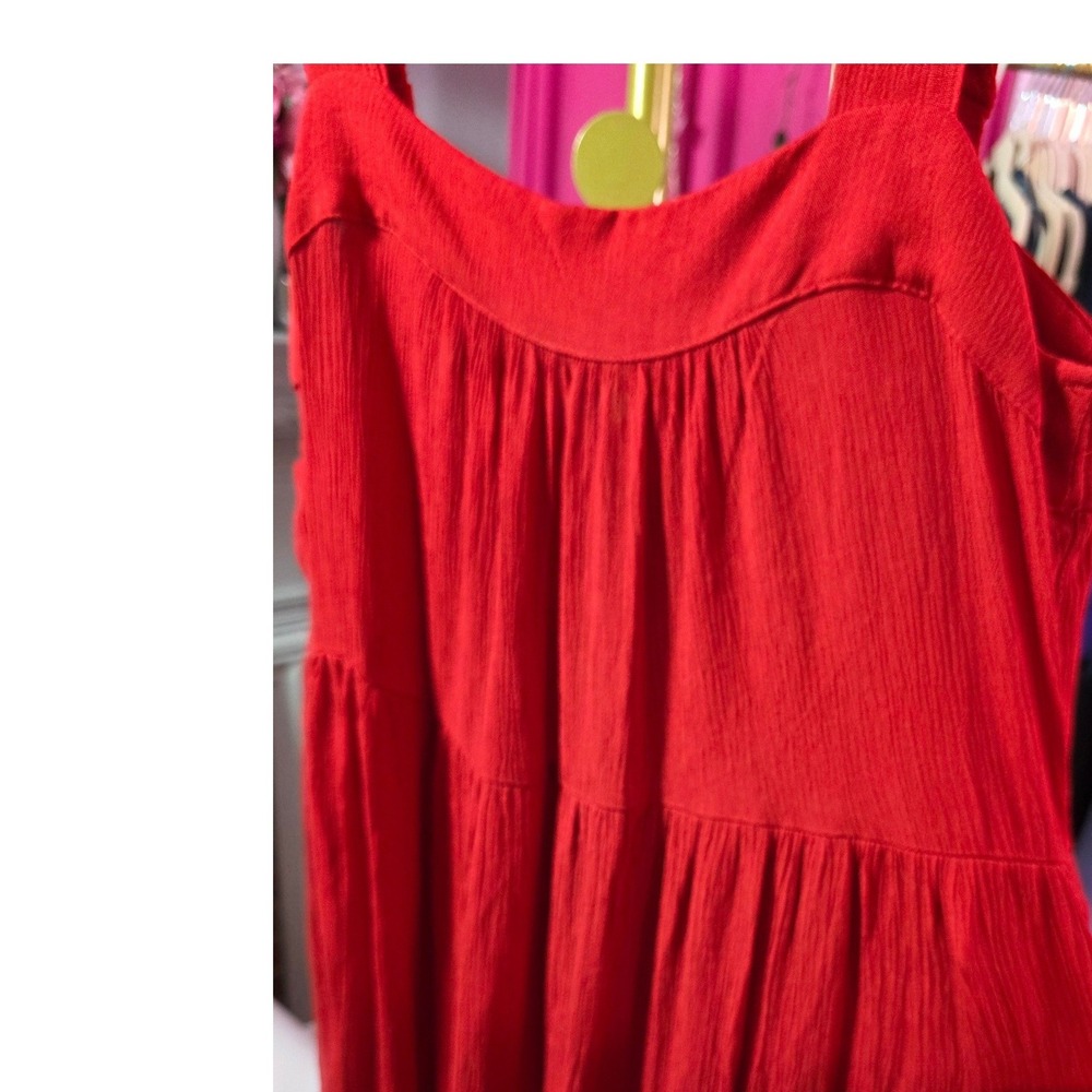 Knox Rose Red Rayon Tiered Maxi Dress Sleeveless Sweetheart Neck Medium NWT - Picture 4 of 9